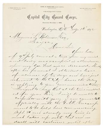 (POLITICS.) Archive of letters to a Virginia newspaper editor from Charles Douglass, John Mercer Langston, and more.